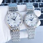 Omega De Ville 8215 Watch White Dial Silver Bezel Stainless Steel Watchband For Lovers 